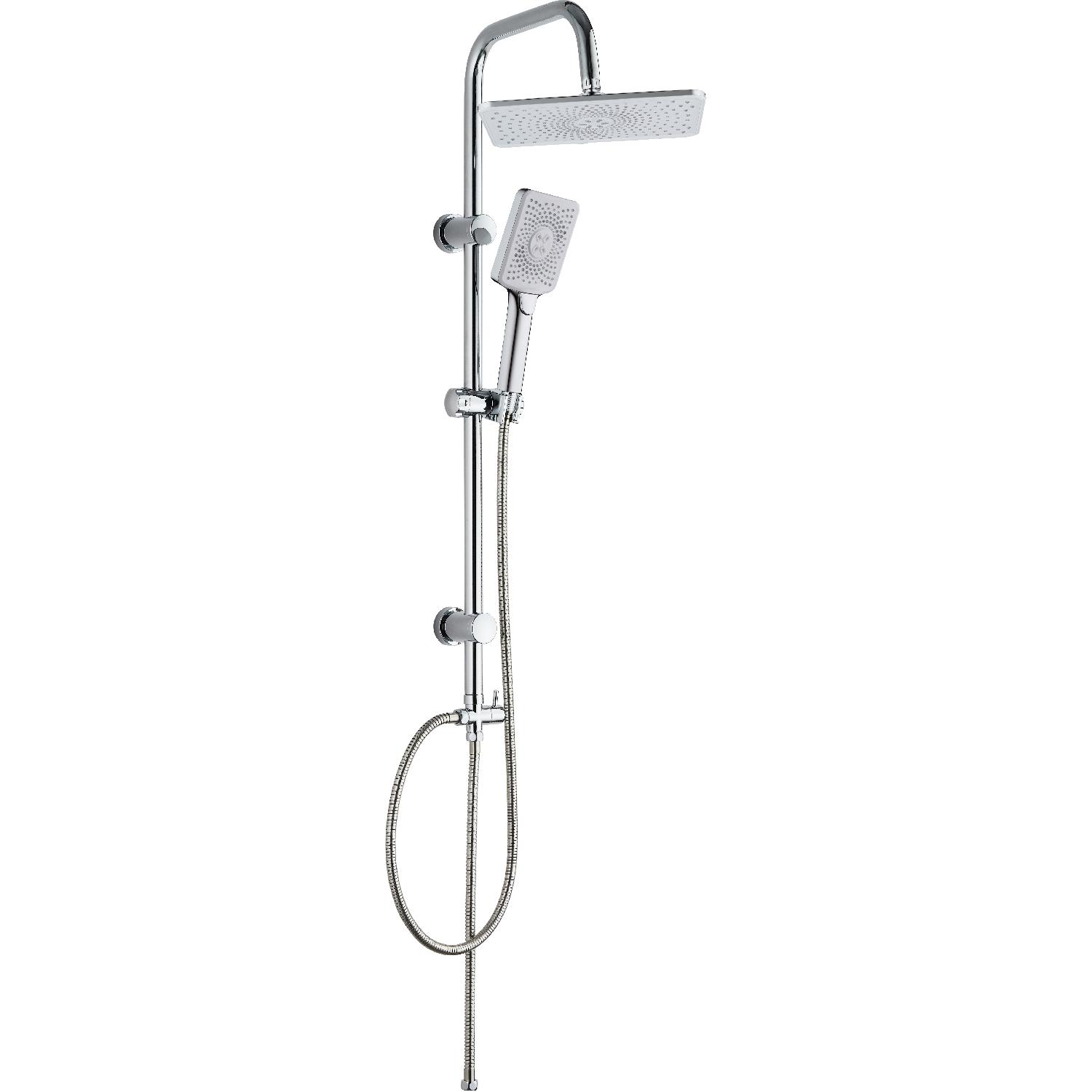 DecHome LX-4002 CHROME Colonna Doccia Con Soffione cm 20x30 + Doccino