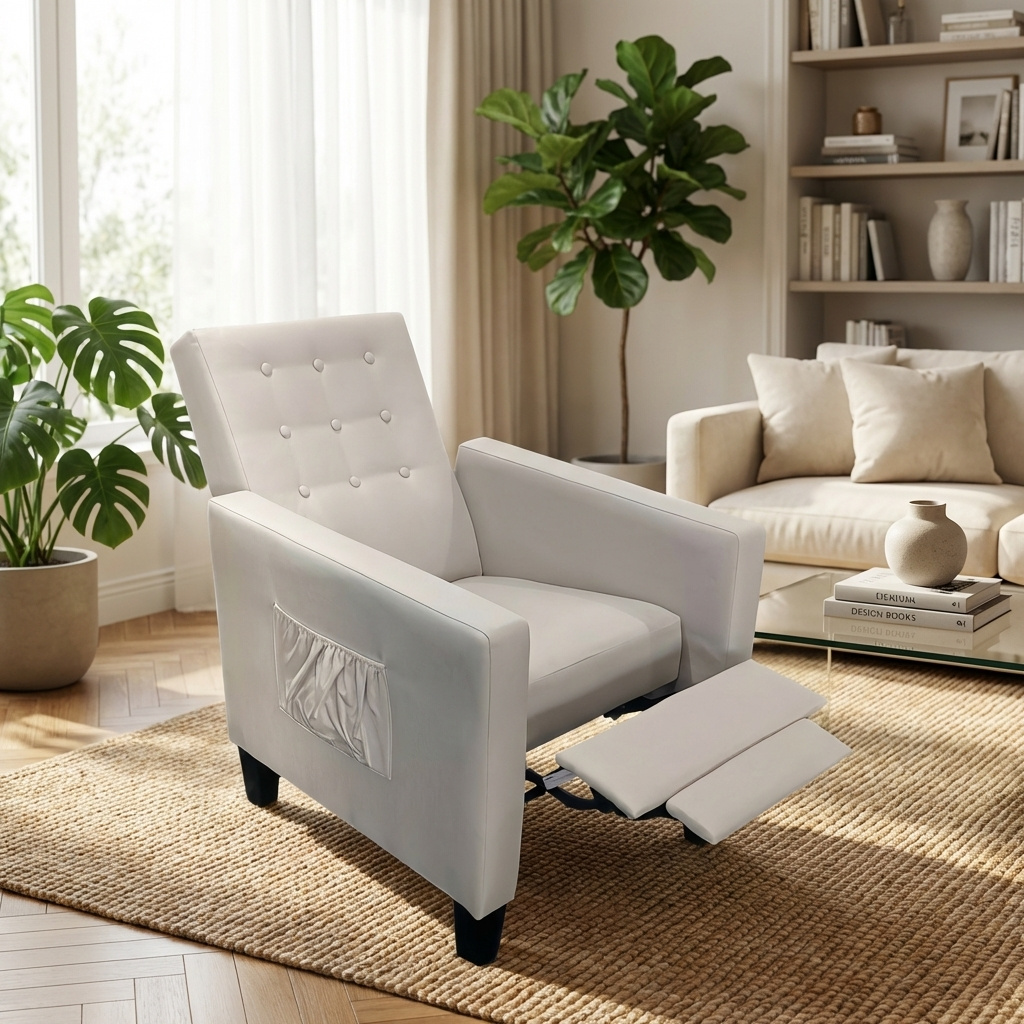 DecHome MALEABE Poltrona Reclinabile Massaggiante in Tessuto 69x87x97 cm Beige