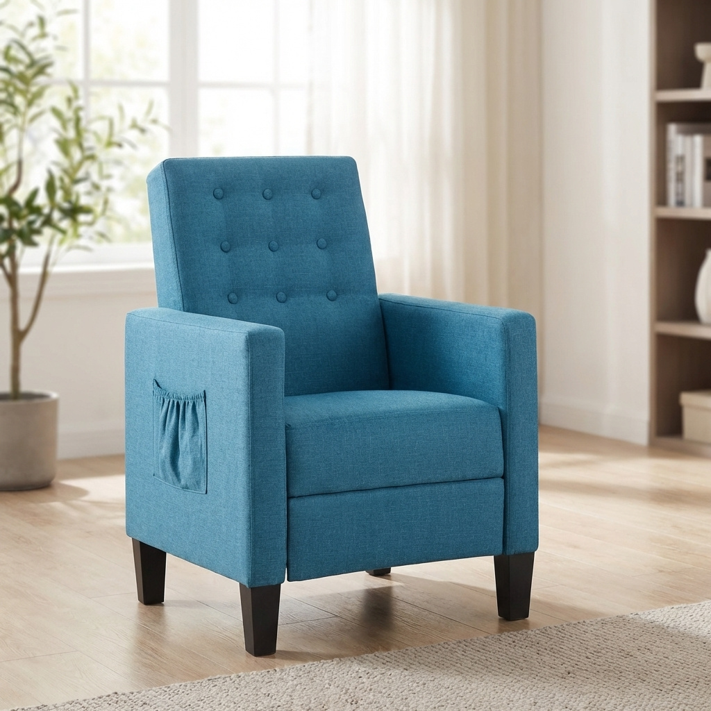 DecHome MALEABLU Poltrona Reclinabile Massaggiante in Tessuto 69x87x97 cm Blu