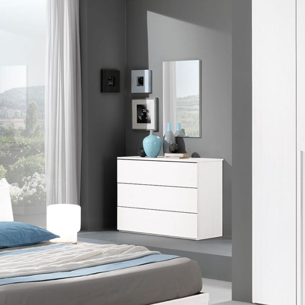 DecHome MANITOBABIPCO Cassettiera Camera da Letto 3 Cassetti 105x45x75 Bianco - Manitoba
