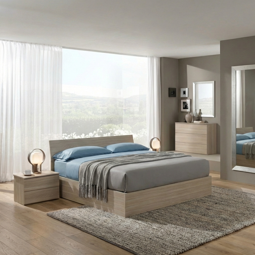 DecHome MANITOBALECONOL Letto Matrimoniale Contenitore Legno 170x205x88 cm Moderno Colore Olmo