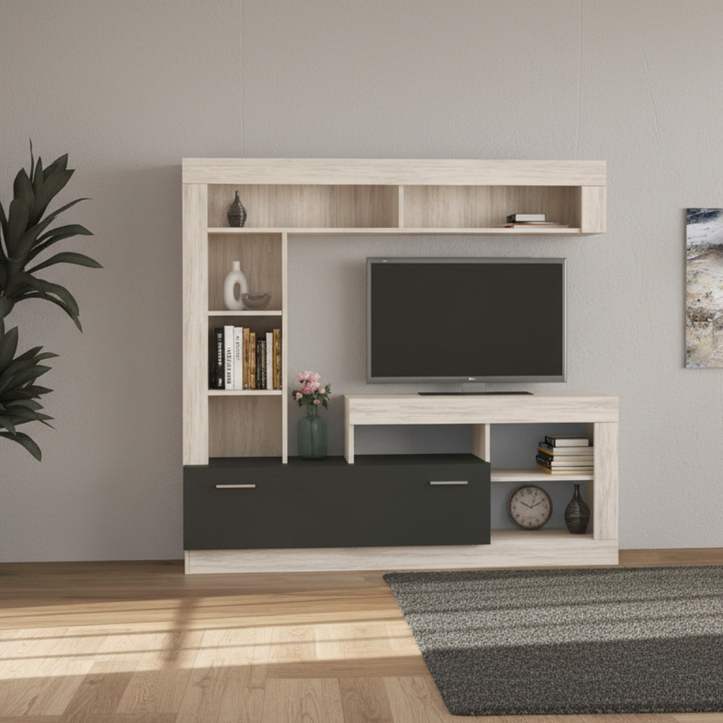 DecHome MK801410 Parete Attrezzata 170x42x170 Antracite e Pino Messico