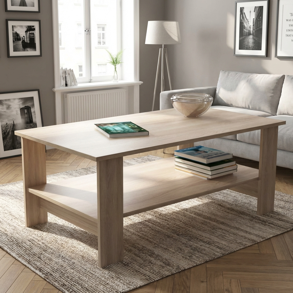 DecHome MK801459 Tavolino Salotto Rettangolare 100x55x41 Rovere Norman