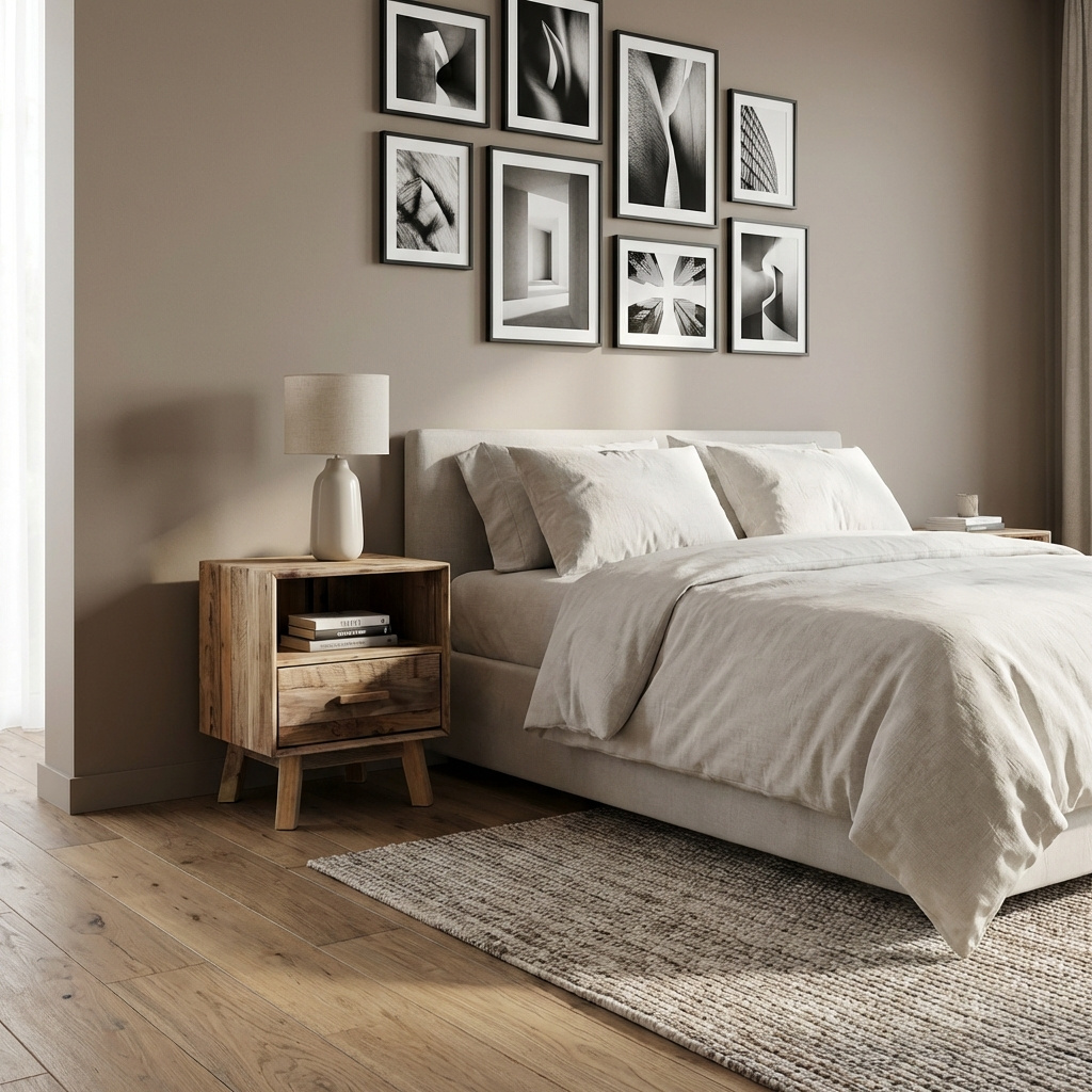 DecHome MO806400 Comodino 1 Cassetto e 1 Vano Giorno in Legno 55x45x62 Legno