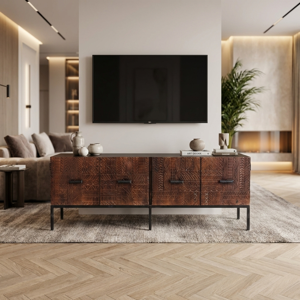 DecHome MO806693 Mobile TV Industriale Metallo e Legno 150x40x55 Marrone Favignanain