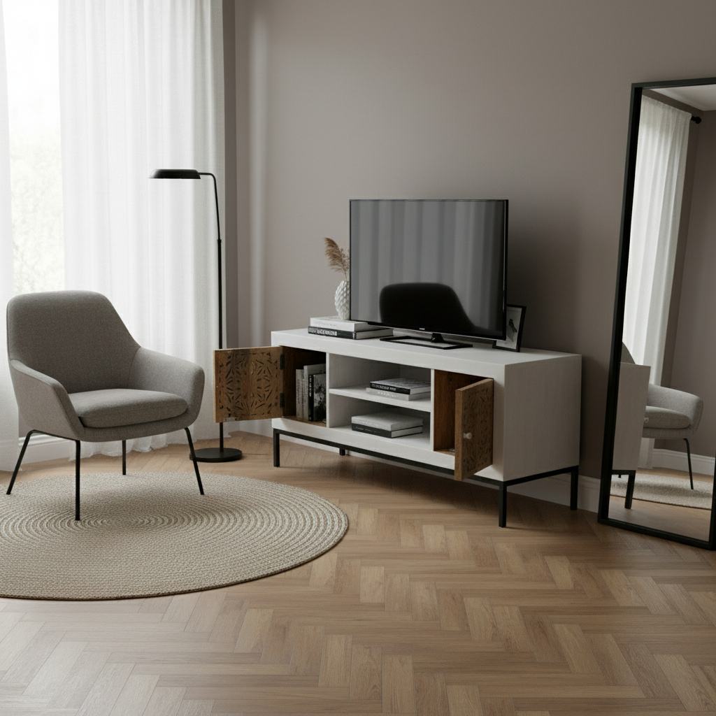 DecHome MO806701 Mobile TV Industriale Metallo e Legno 130x40x55 Marrone Dantein