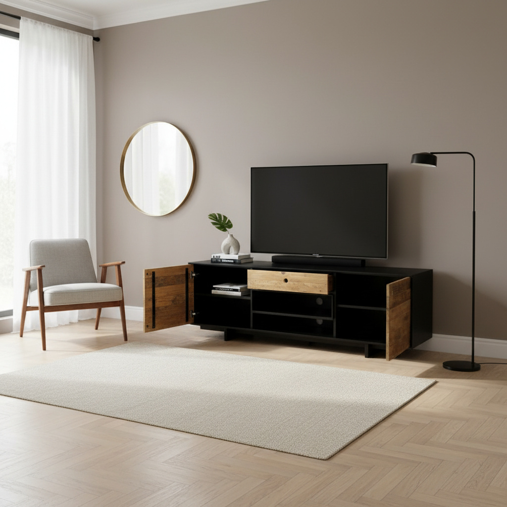 DecHome MO806735 Mobile TV Industriale Legno 180x48x60 Marrone Fresco
