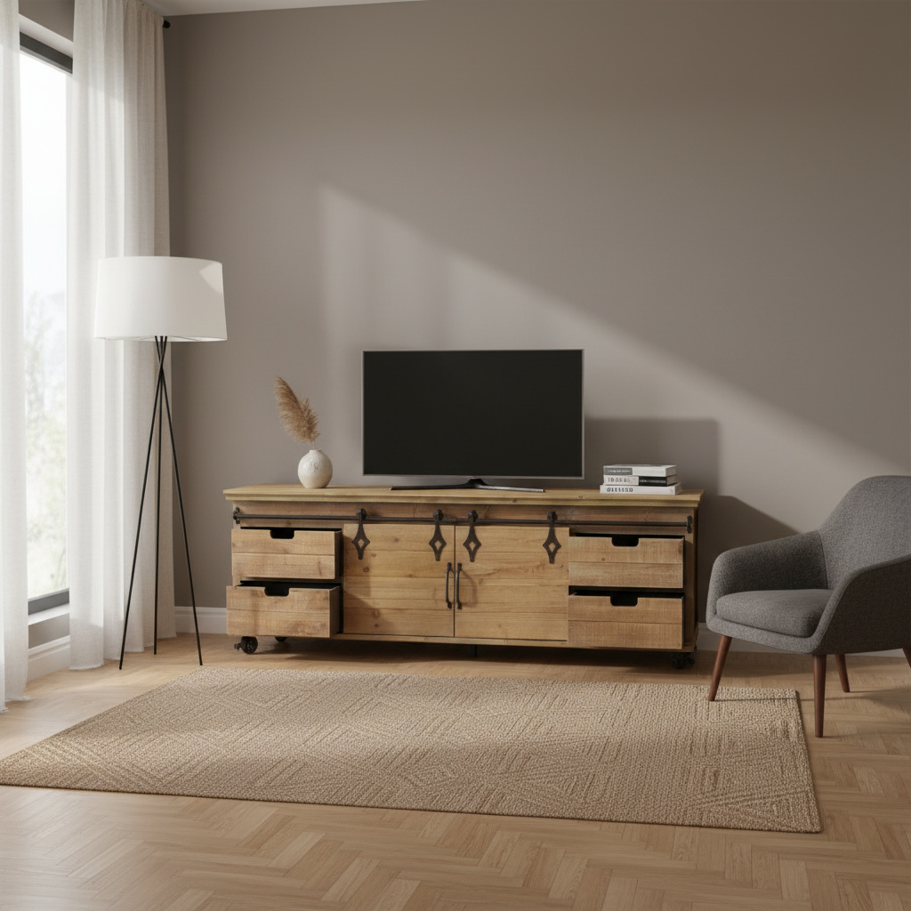 DecHome MO806757 Mobile TV Industriale Metallo e Legno 151x45x52 Marrone