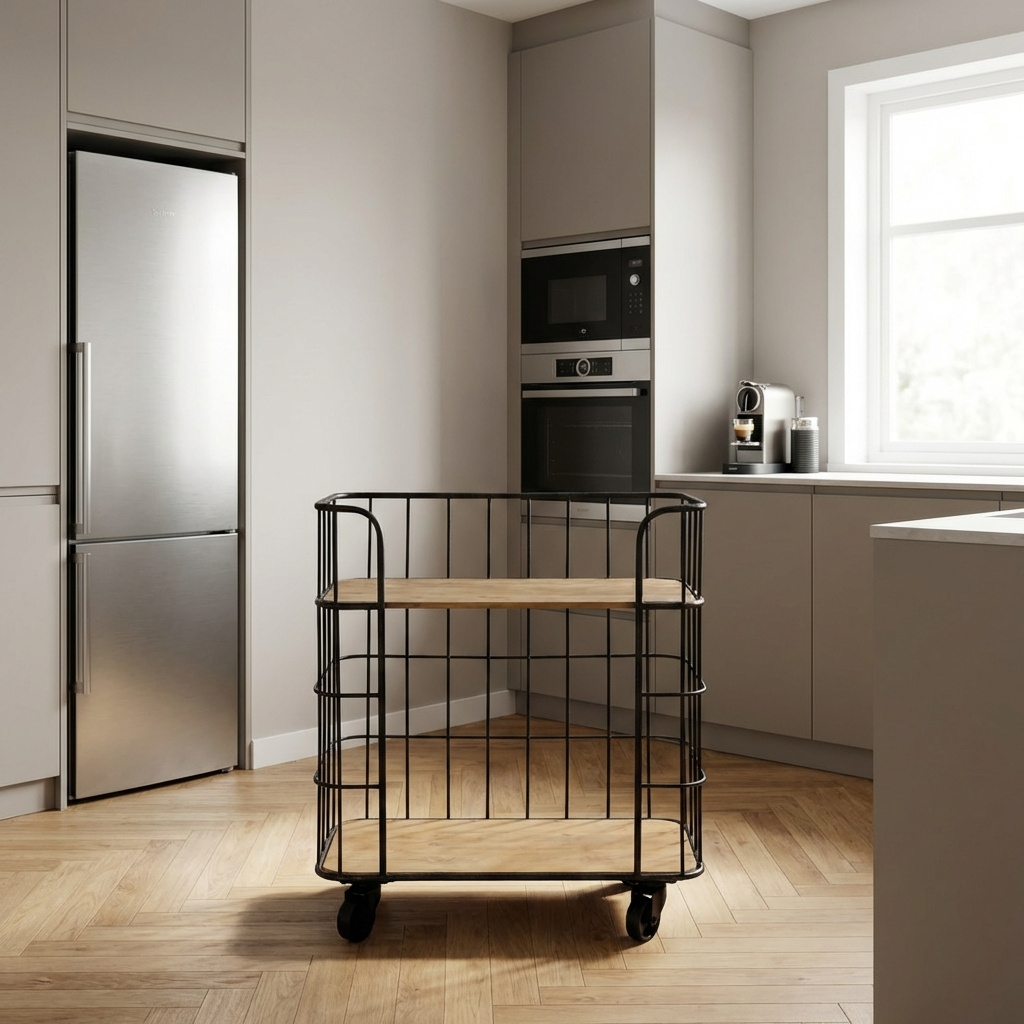 DecHome MO806822 Carrello Cucina Multiuso in Metallo e Legno 72x38,5x86,5 cm NeroMarrone