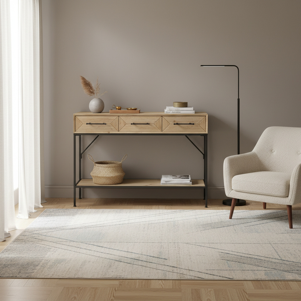 DecHome MO806831 Consolle Ingresso 2 Ripiani e 3 Cassetti 110,50x40x76 h Nero Legno