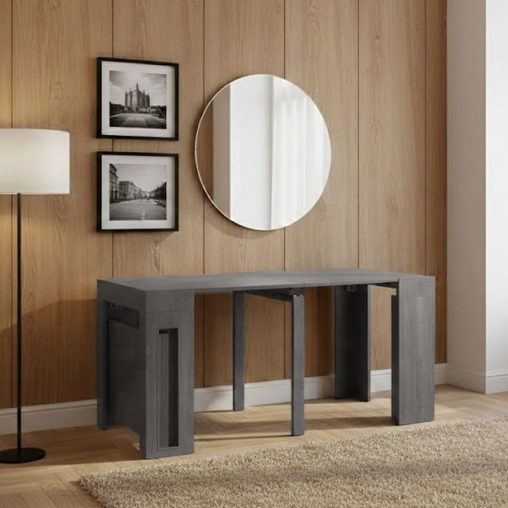 DecHome MO807171 Tavolo Consolle Allungabile Ingresso 45-300 X 90 cm Grigio