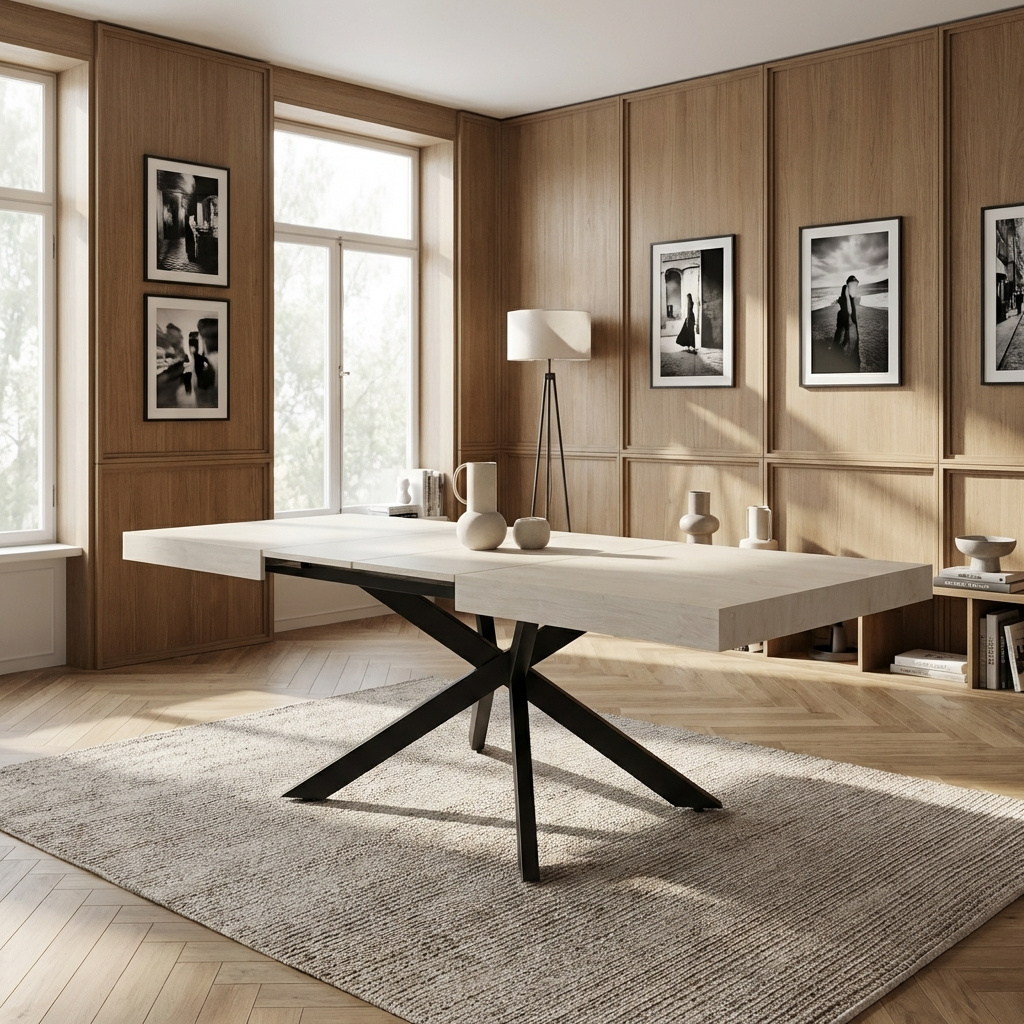 DecHome MO807185 Tavolo Allungabile da Pranzo Cucina 160-240x90 cm BiancoNero Dar