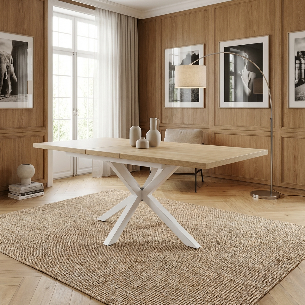DecHome MO807215 Tavolo Allungabile da Pranzo Cucina 160x90 cm BiancoLegno