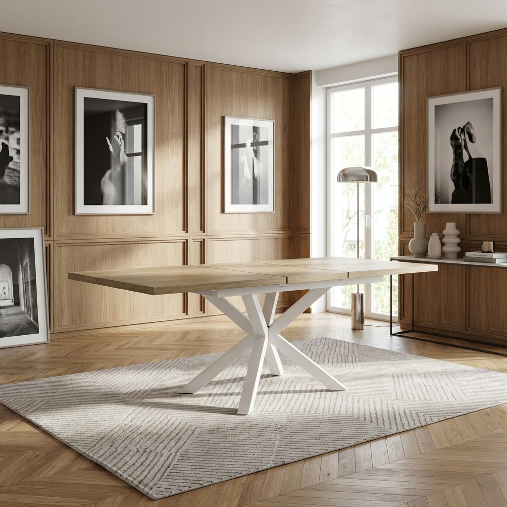 DecHome MO807216 Tavolo Allungabile da Pranzo Cucina 160-200x90 cm BiancoLegno