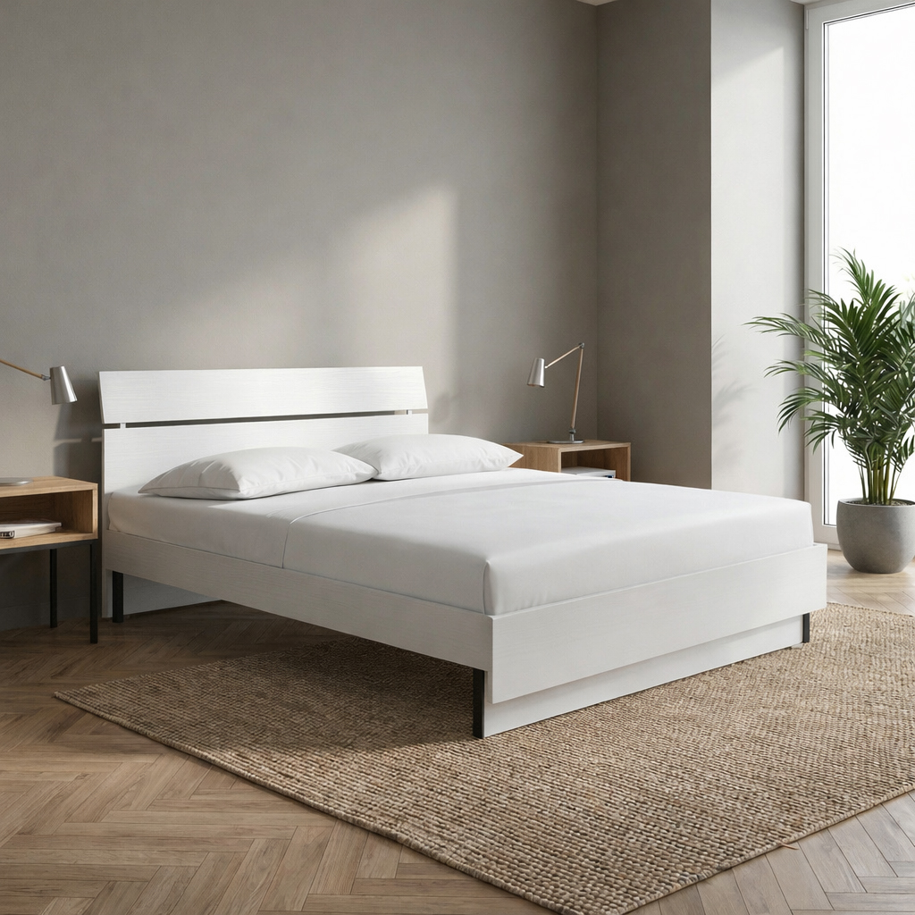 DecHome MODERN BIANCA FR. Letto Matrimoniale 200x171 cm in Truciolare Bianco MODERN