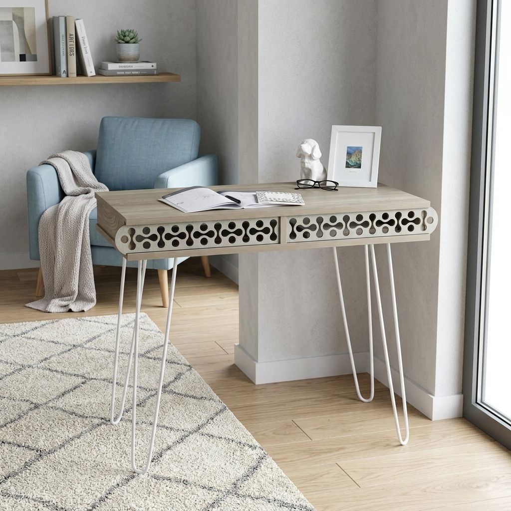 DecHome MT190642 Scrittoio Vintage 96x51x75 cm colore BiancoRovere - Illia