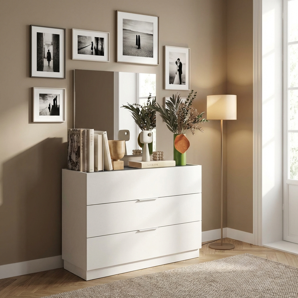 DecHome MUSTOCO Cassettiera 3 Cassetti 110x52x83 CashmereAntracite Musto