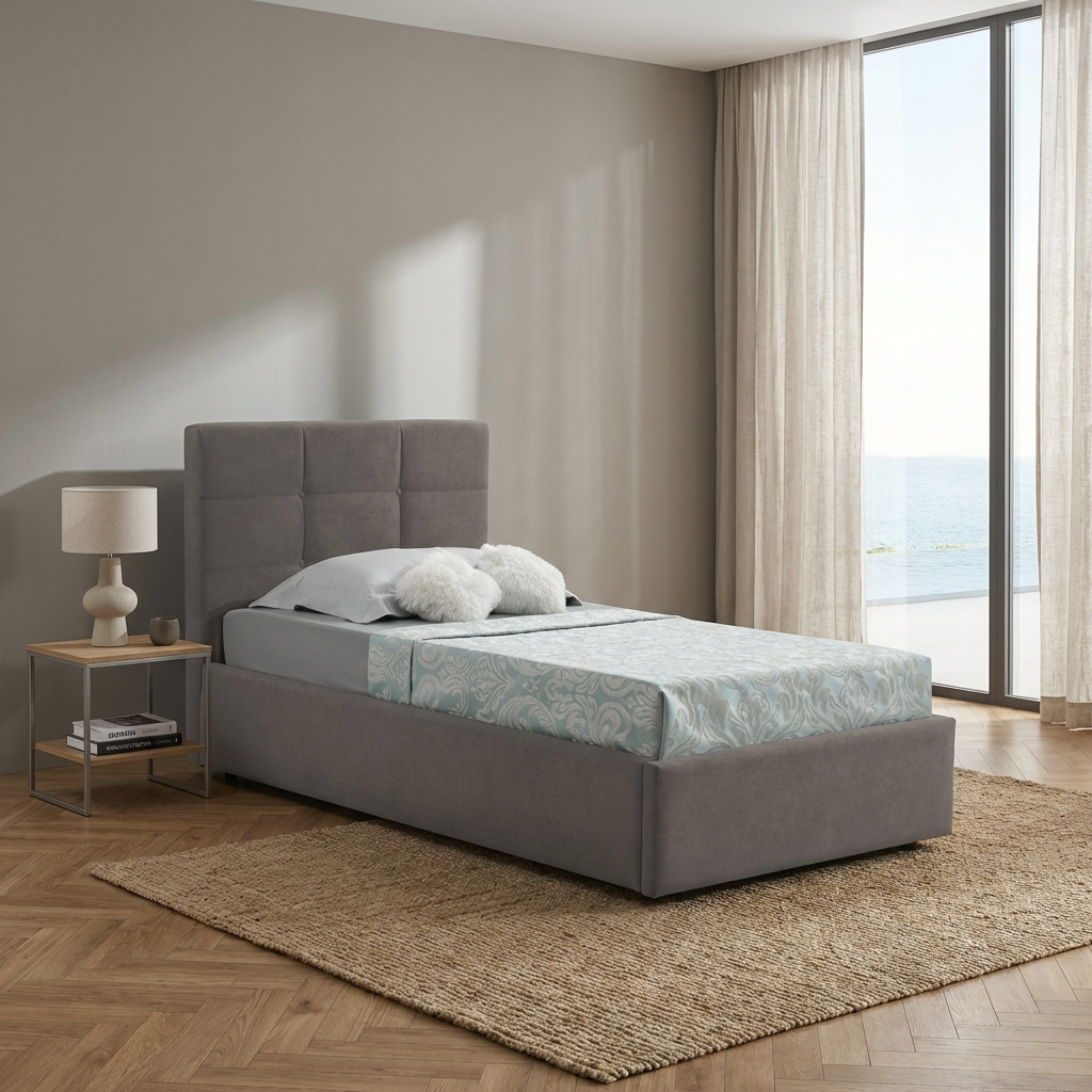 DecHome NAPOLI80TOSORO91 Letto Singolo Contenitore Rete Doghe 94x205x105 cm Tortora