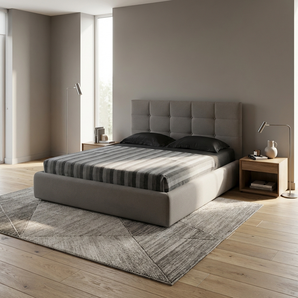 DecHome NAPOLITO160SORO91 Letto Matrimoniale Contenitore Rete Doghe 182x205x120 cm Tortora