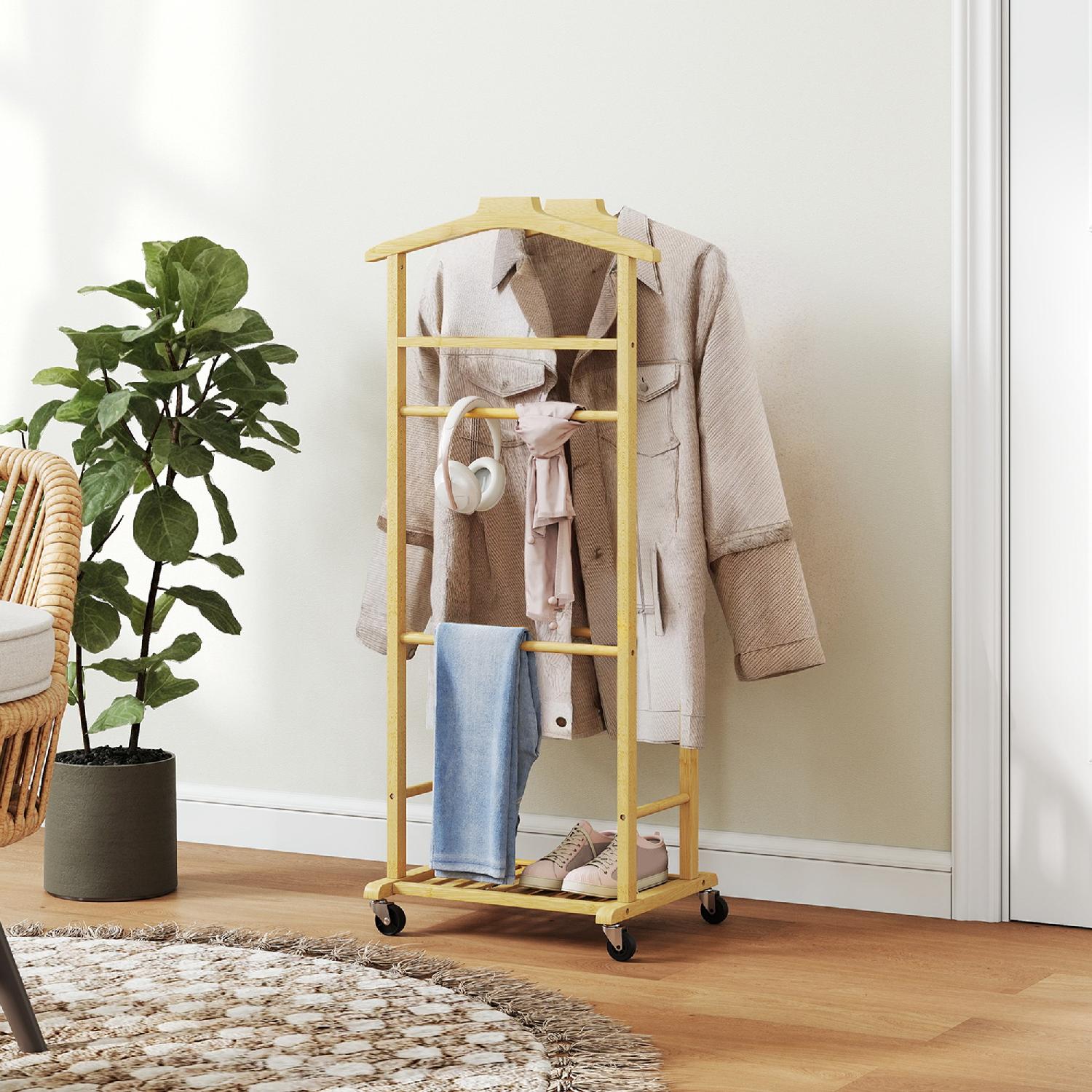 DecHome NDZ516 Servomuto a Rotelle con Svuota Tasche e Ripiano per Scarpe in Bamb�