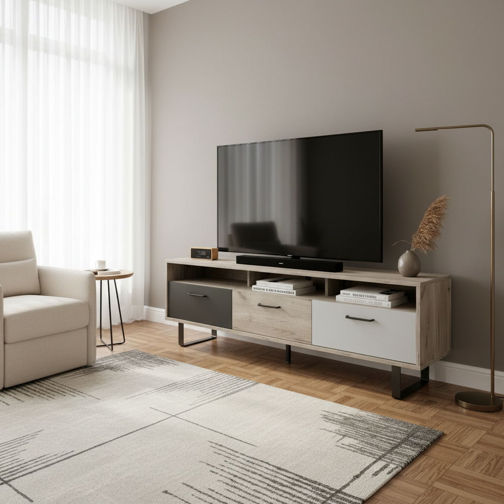 DecHome ORLANDO5 Mobile TV Scandinavo Legno 163x53x35 Rovere Naturale Orlando