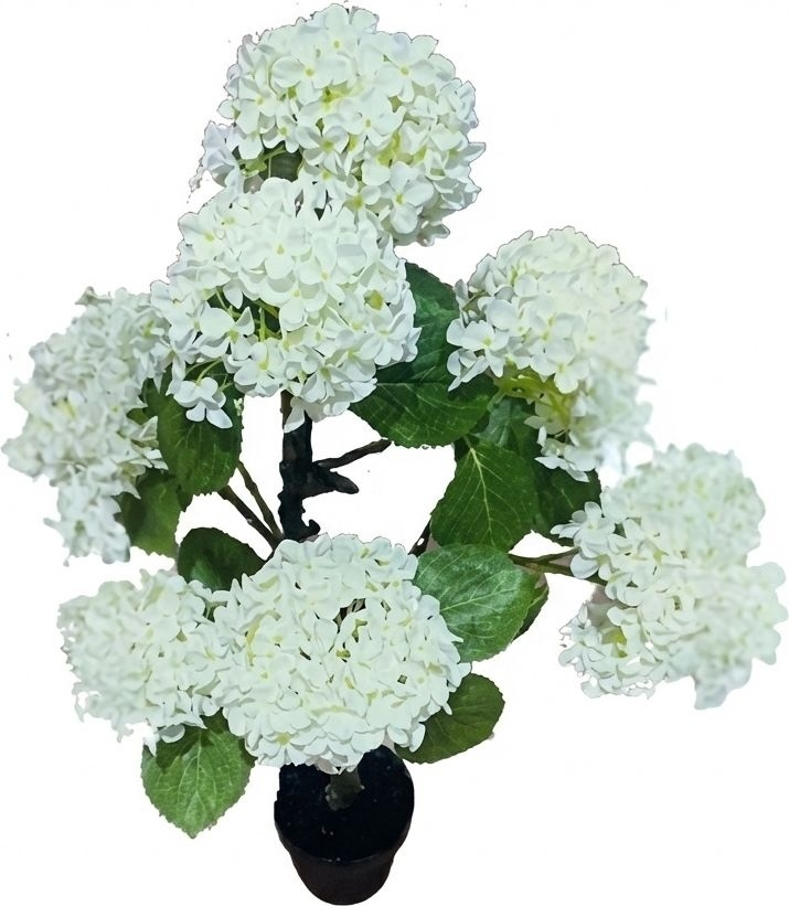 DecHome ORTENSIABI Pianta Artificiale Vaso Incluso Sintetico Foliage Fitto 150 cm Bianco