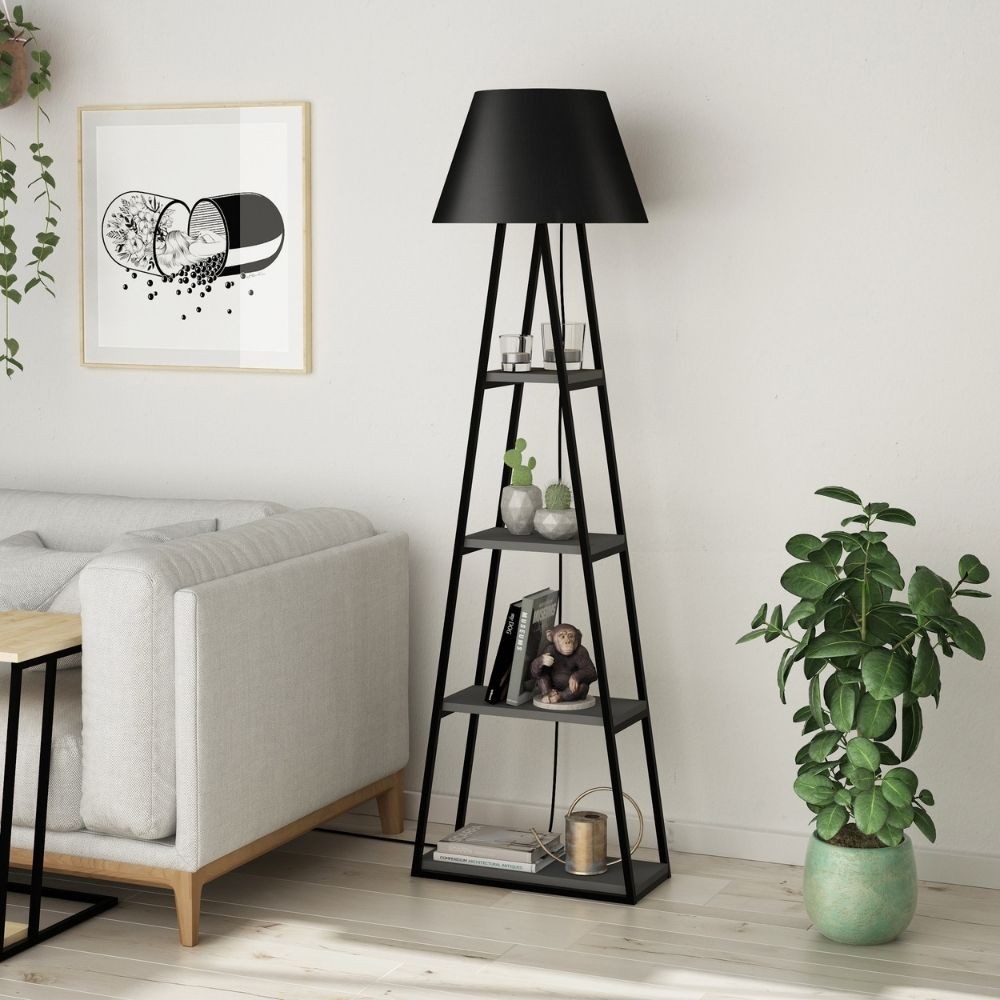 DecHome PALANTRACITE Lampada da Terra Stile Moderno in Metallo 50x22x165 cm Nero Pal