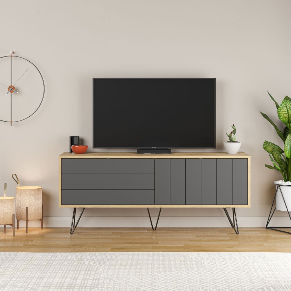 DecHome PICADILLYROV Mobile TV Moderno 2 Ante TV fino a 55 Pollici 57x139x36 Rovere Picadilly