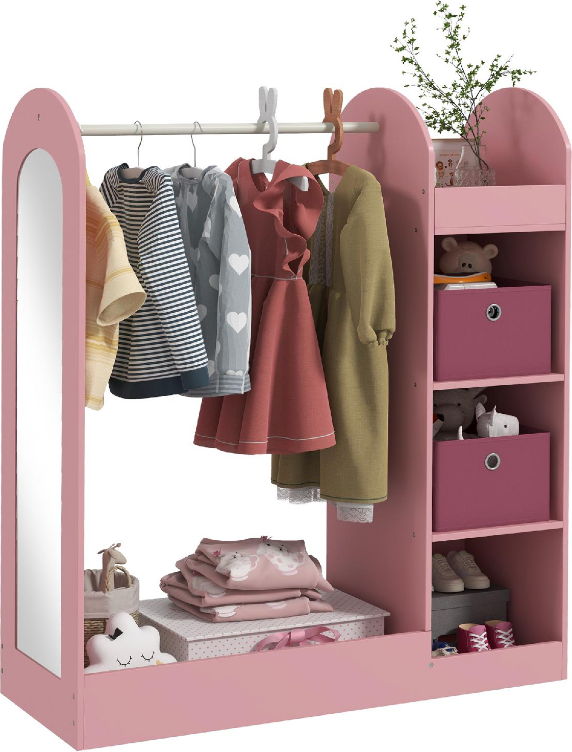 DecHome PKA450F Appendiabiti per Cameretta con Asta 92x36x106 cm Rosa