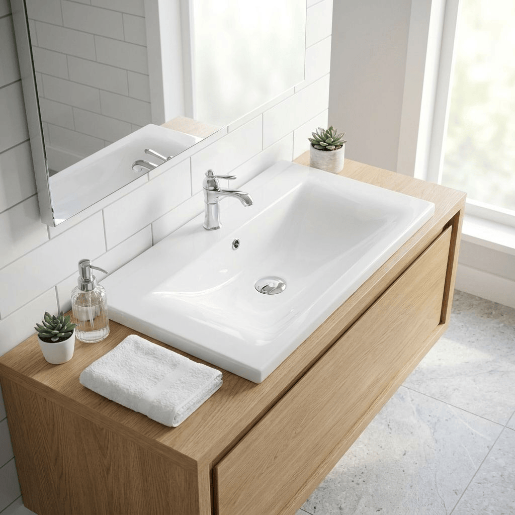 DecHome PLAT840-80 Lavabo Consolle da Appoggio 81x46.5x18 cm Bianco