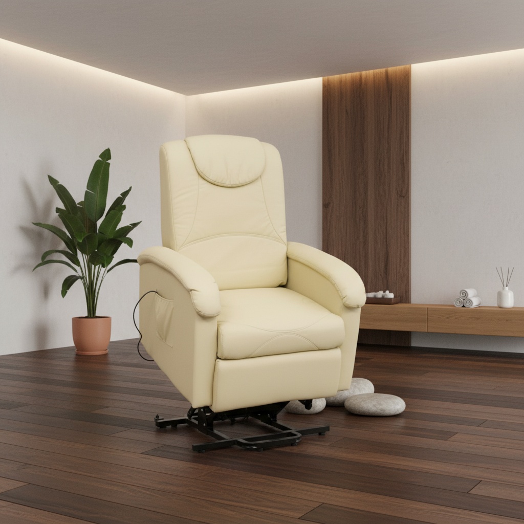 DecHome PM808602-BEIG Poltrona per Anziani Elettrica Alzapersone Reclinabile Beige
