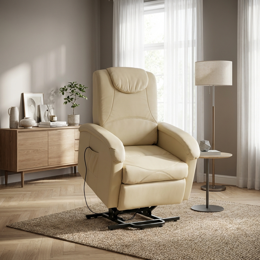 DecHome PM808603-BEIG Poltrona per Anziani Elettrica Alzapersone 72x95x106 cm Beige