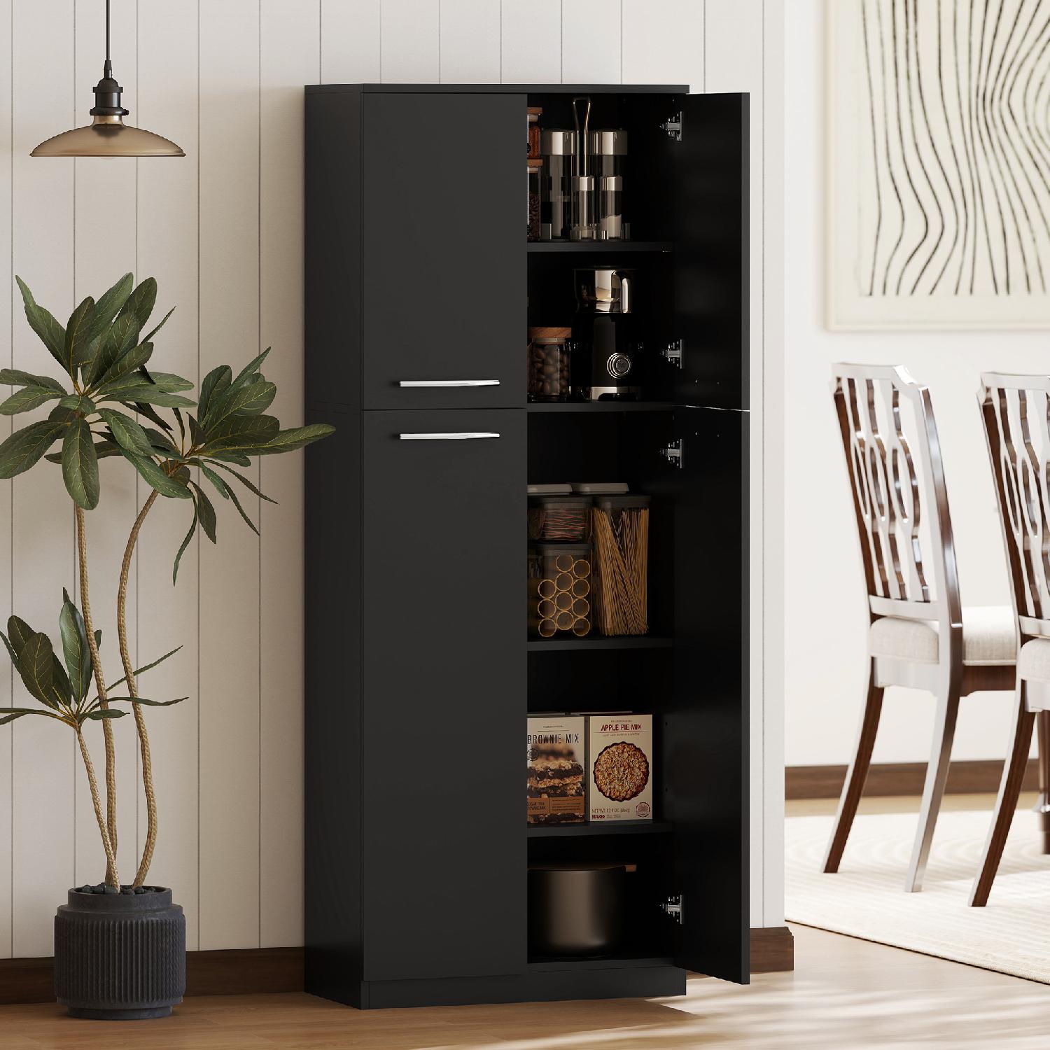 DecHome R392BK Credenza Cucina Alta 4 Ante 59x31x155 cm Nero
