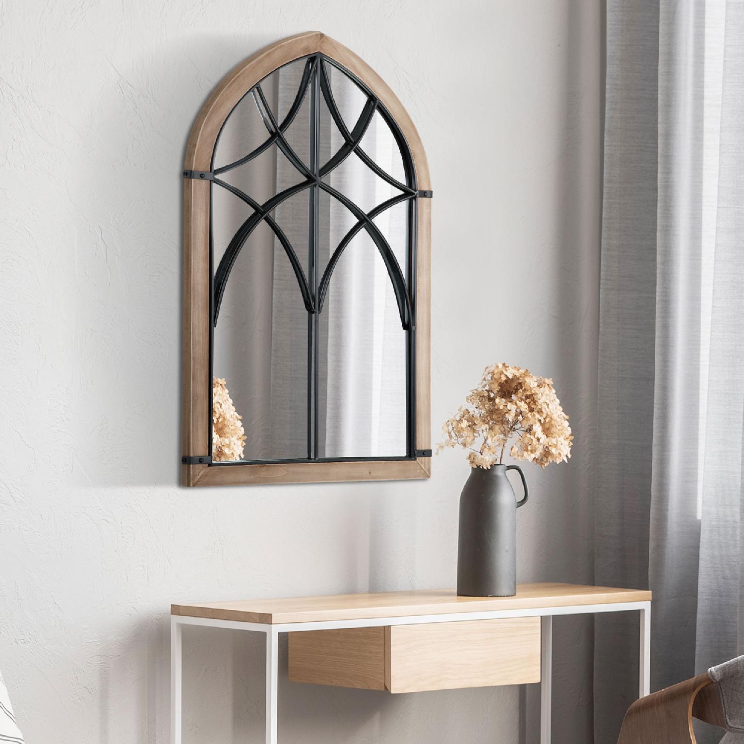 DecHome R405BN Specchio da Parete Industriale in Legno e Vetro 60x93 cm Marrone e Nero