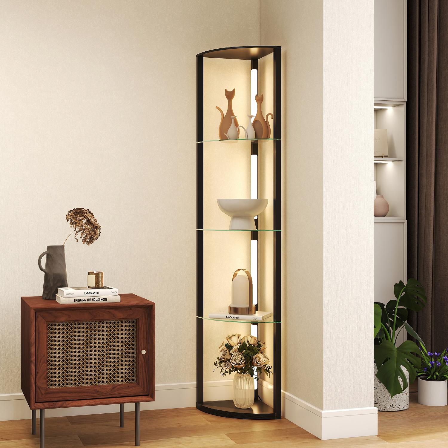 DecHome R407BK Lampada da Terra 5 Ripiani e Luce LED, 3 Livelli Luminosit� Nero