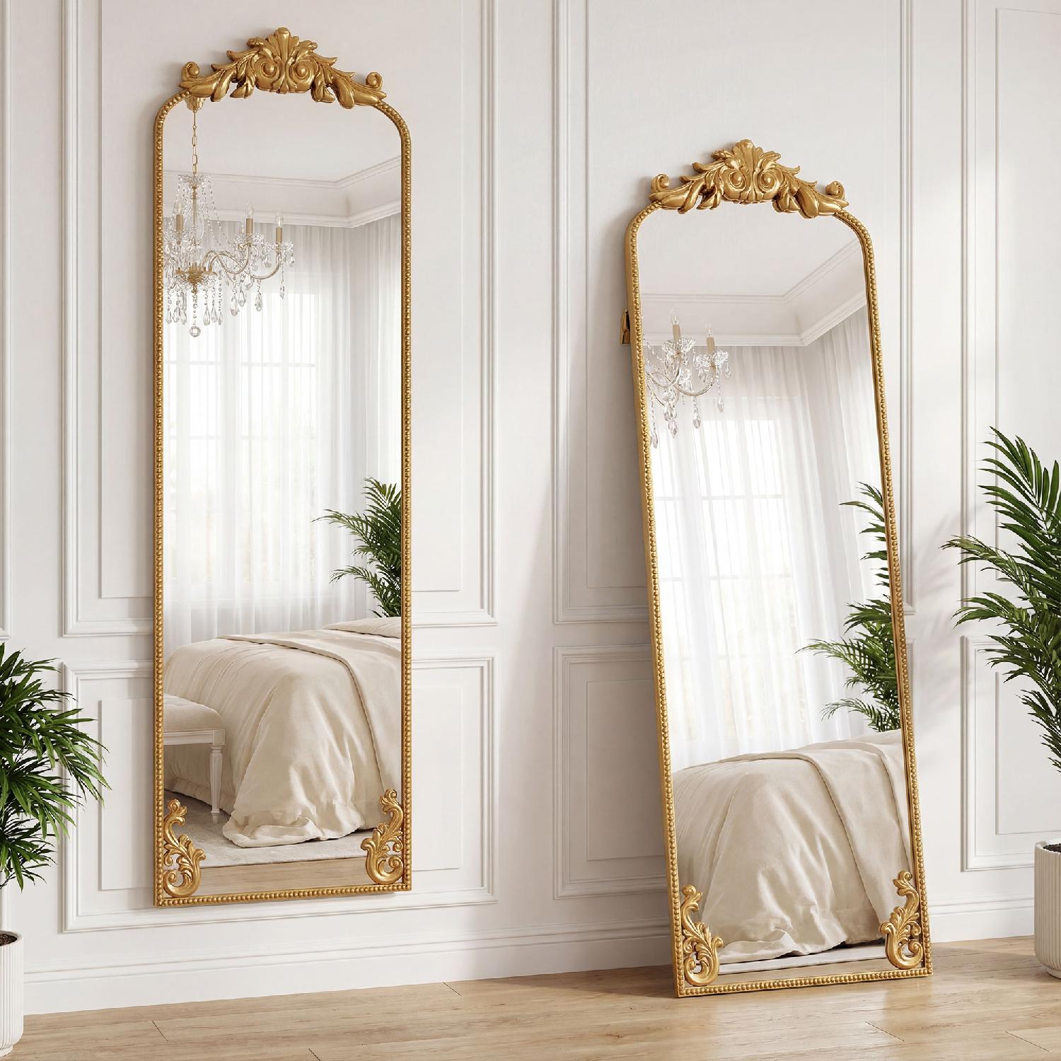 DecHome R407GD Specchio da Terra a Figura Intera Retr� in Metallo 50x160 cm Oro
