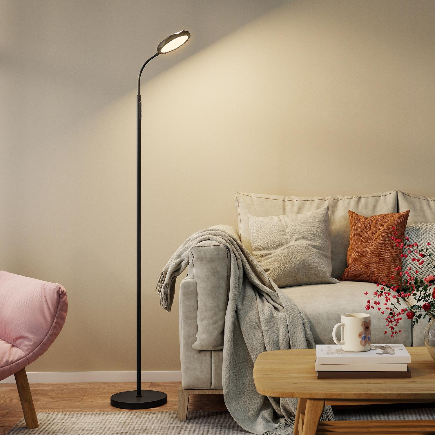 DecHome R410BK Lampada da Terra LED Testa Girevole Regolazione Luminosit� Nero