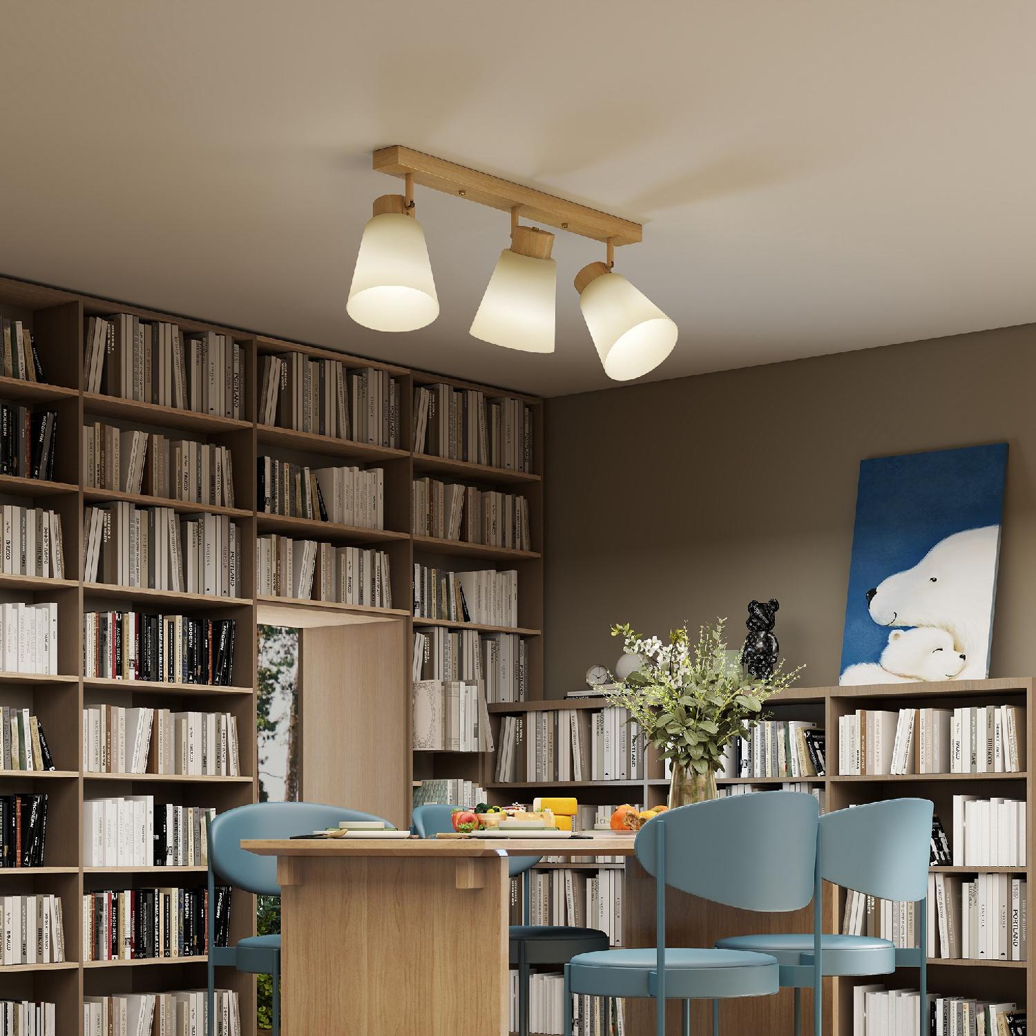 DecHome R412ND Lampadario da Soffitto con 3 Punti Luce e Attacchi E27 Legno