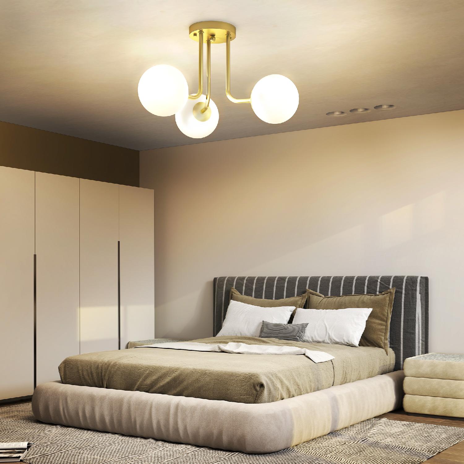 DecHome R413GD Lampadario da Soffitto Vintage con 3 Punti Luce Attacchi G9 Oro
