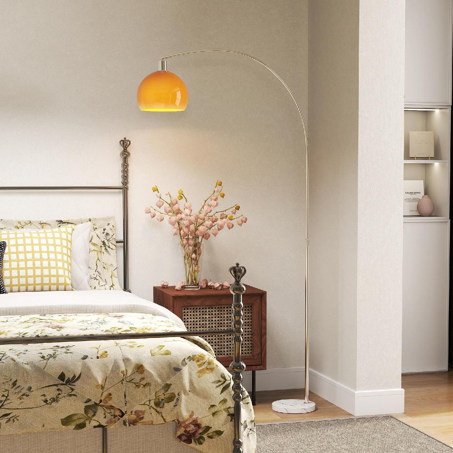 DecHome R419OG Lampada da Terra Arco Interruttore a Pedale 26x90x180cm BiancoArancione