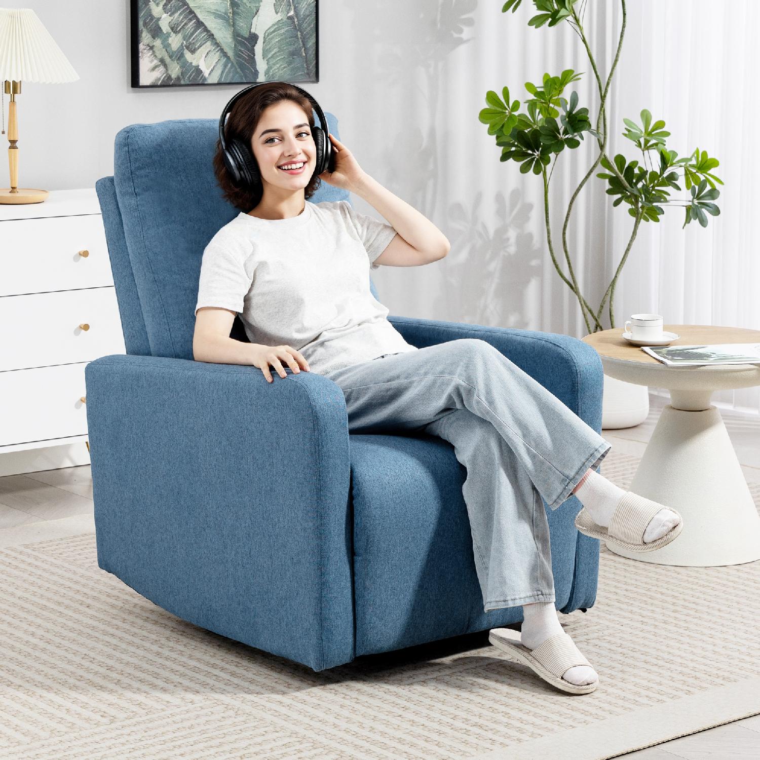 DecHome R459BU Poltrona Relax Reclinabile Manuale Funzione Dondolo Blu