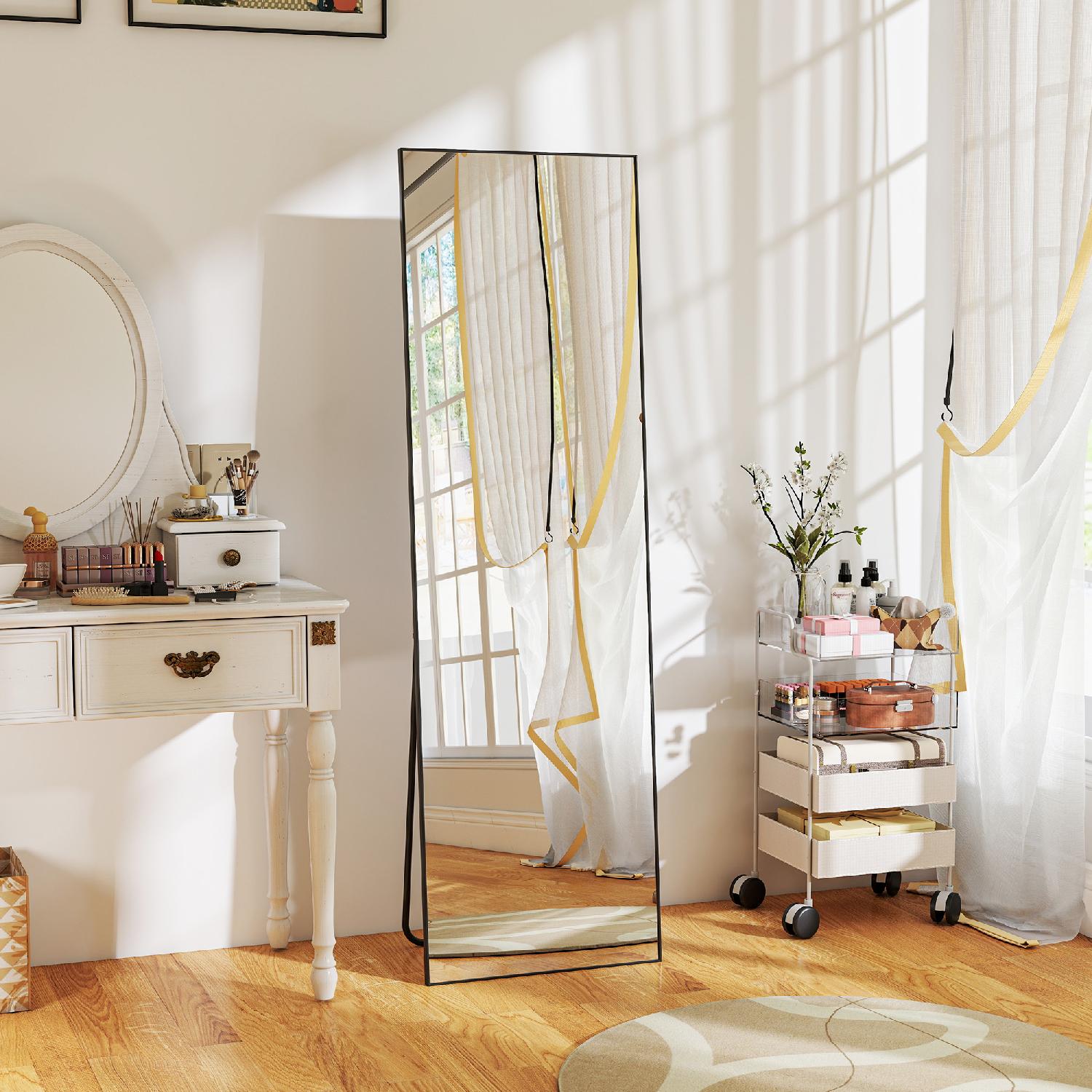 DecHome R500BK Specchio a Figura Intera in Metallo e Lega di Alluminio 50x2x161 cm Nero