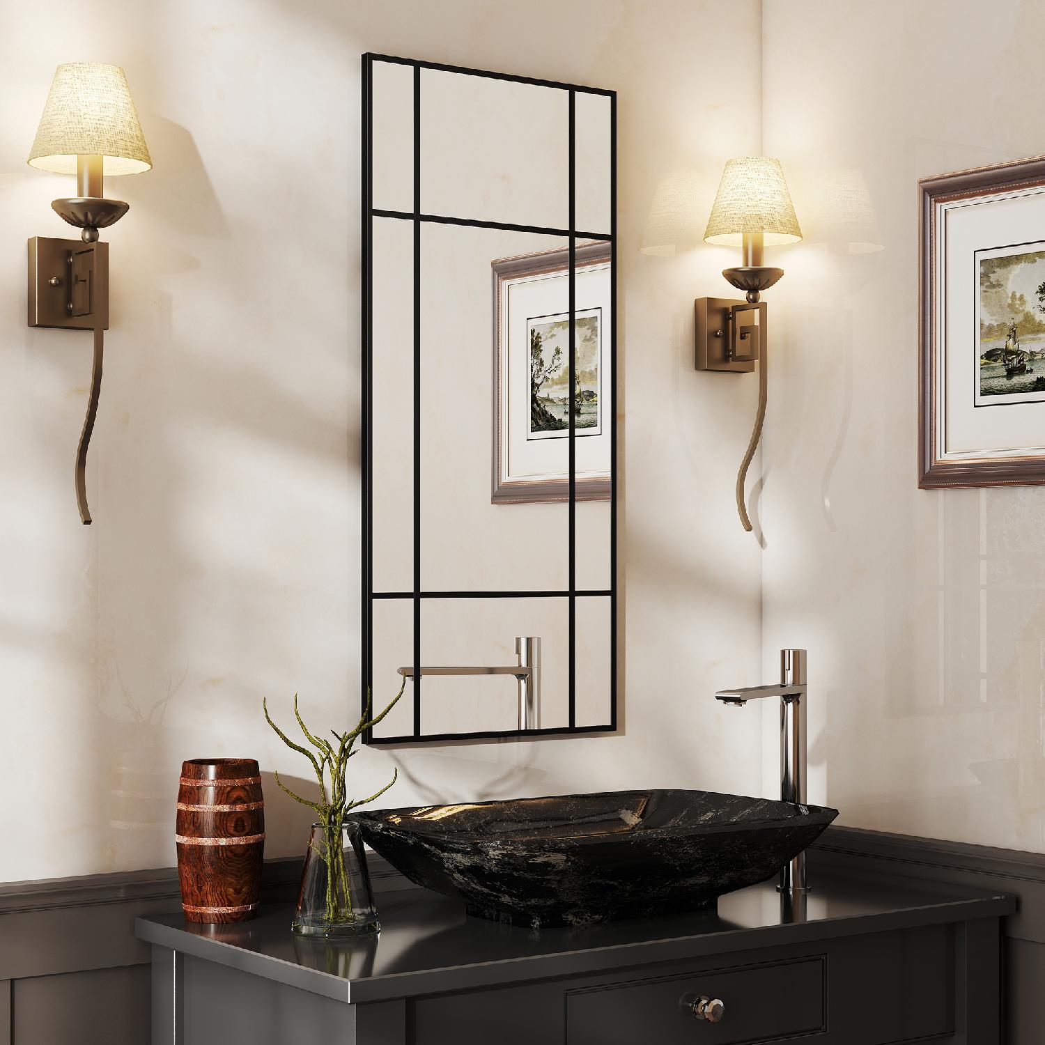 DecHome R518BK Specchio da Parete Contemporary Luxury in Metallo 110x50 cm Nero