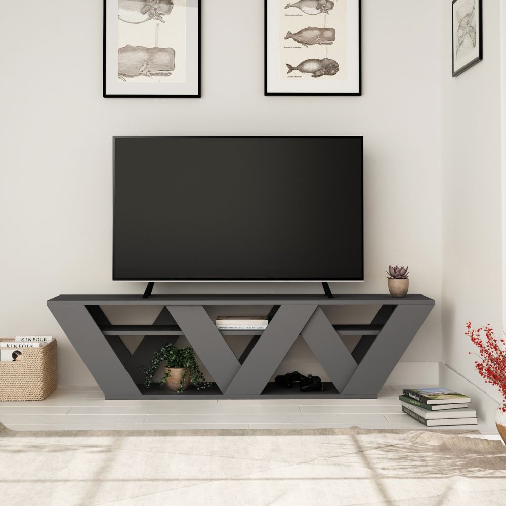 DecHome RALLANTR Mobile TV Moderno 2 Ripiani TV max 65" 158x30x40 cm Antracite - Ralla