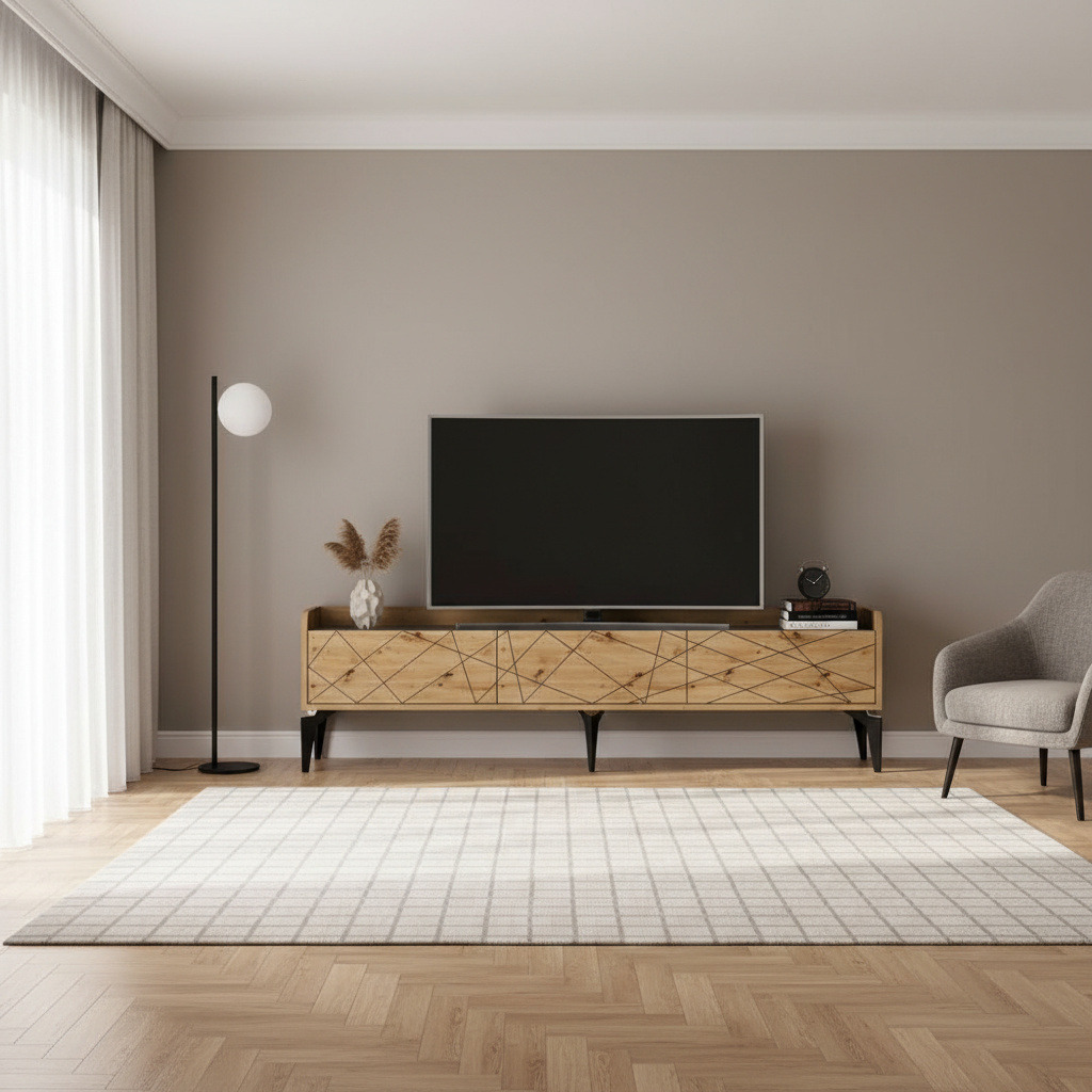 DecHome RAYATVNO Mobile TV Moderno 180x35x49 Rovere e Grigio Raya