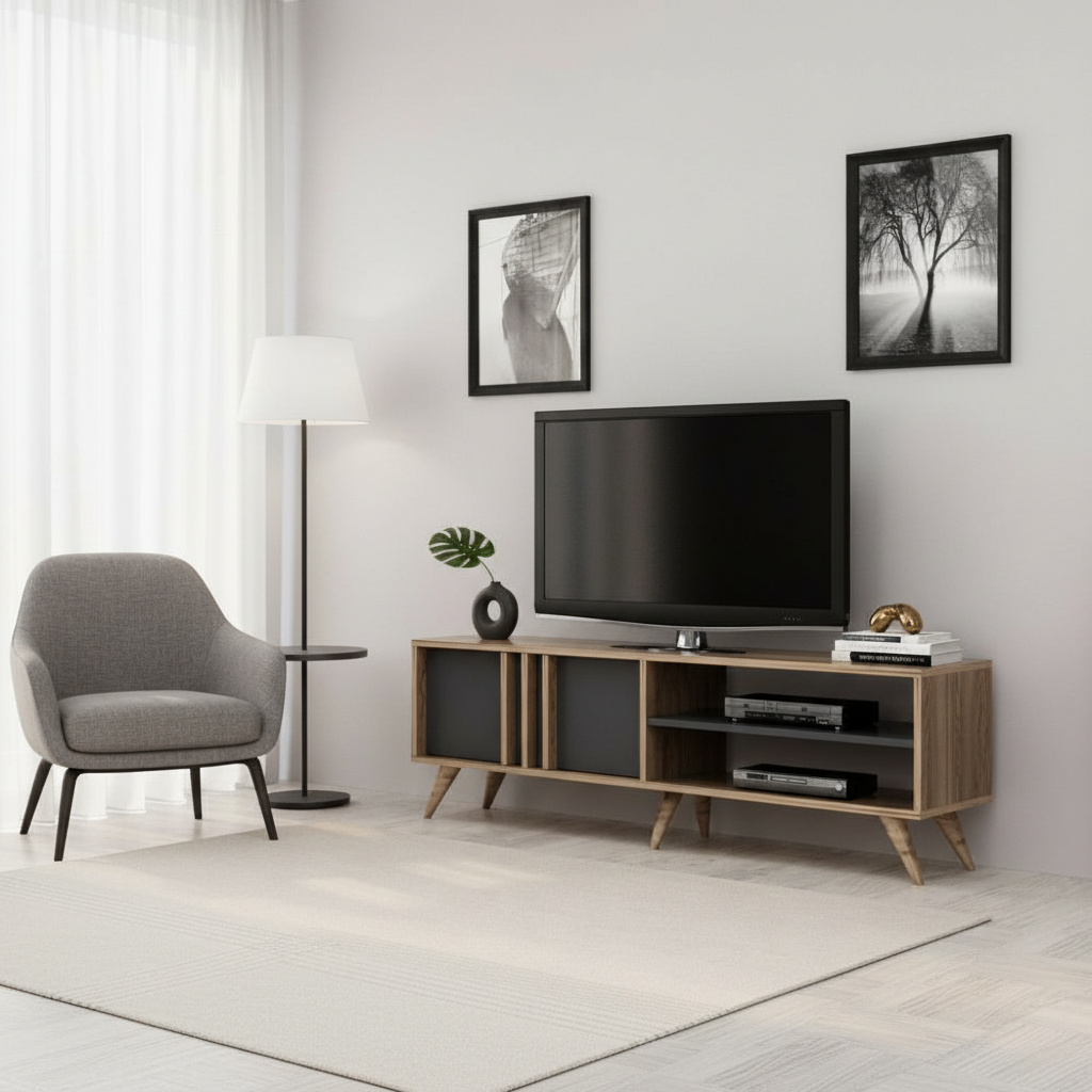 DecHome RILLATV Mobile TV Scandinavo 150x35x48 Noce Rilla