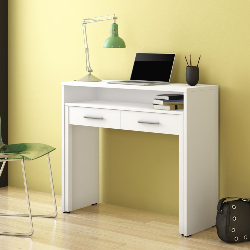 DecHome SCRIVIABI Scrittoio estraibile Moderno 98,6x36,6x86,9 cm Bianco Opaco - Scrivia