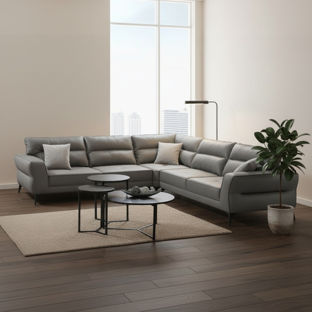 DecHome SIGMAR3PGR Divano Angolare 5 Posti Letto Estraibile 300x250x77x100 cm Grigio Sigmar