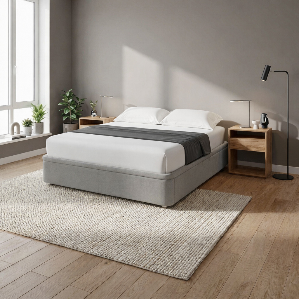 DecHome SOMMIER160BLG Letto Matrimoniale Sommier Contenitore 162x192x39 Tessuto Grigio Chiaro