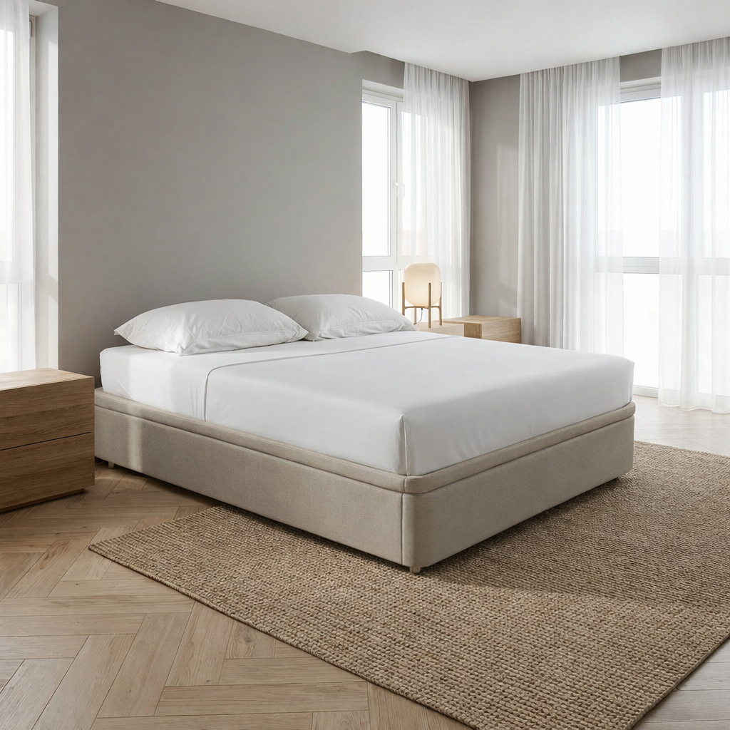 DecHome SOMMIER160ENJ03 Letto Matrimoniale Sommier Contenitore 162x192x39 cm Tessuto Taupe